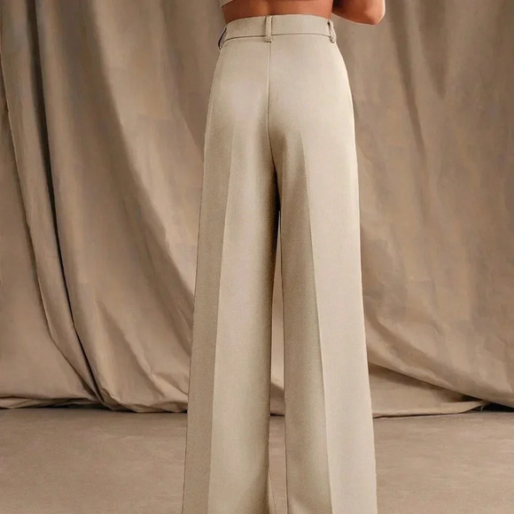 Apricot Casual Women's Pleated Maillard Straight High-Waist Trousers - Picture 3 of 6